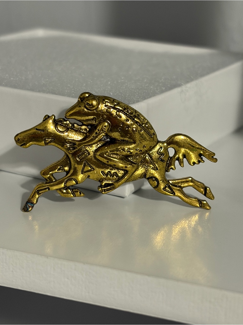 Gold Frog on Horse Brooch - Women Jewelry Brooches